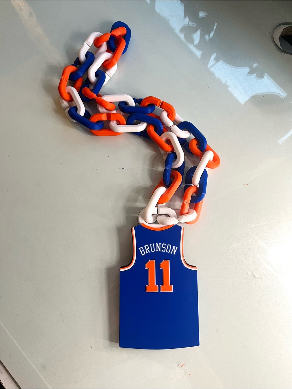 Brunson Blue & Orange Jersey Necklace for Men